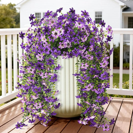 ZFProcess Artificial Hanging Flowers Plants for Outdoor Spring Summer Decoration, 2PCS Faux Silk Daisy UV Resistant Look Real for Outside Home Indoor Planter Porch Garden Yard Decor(Dark Orchid)