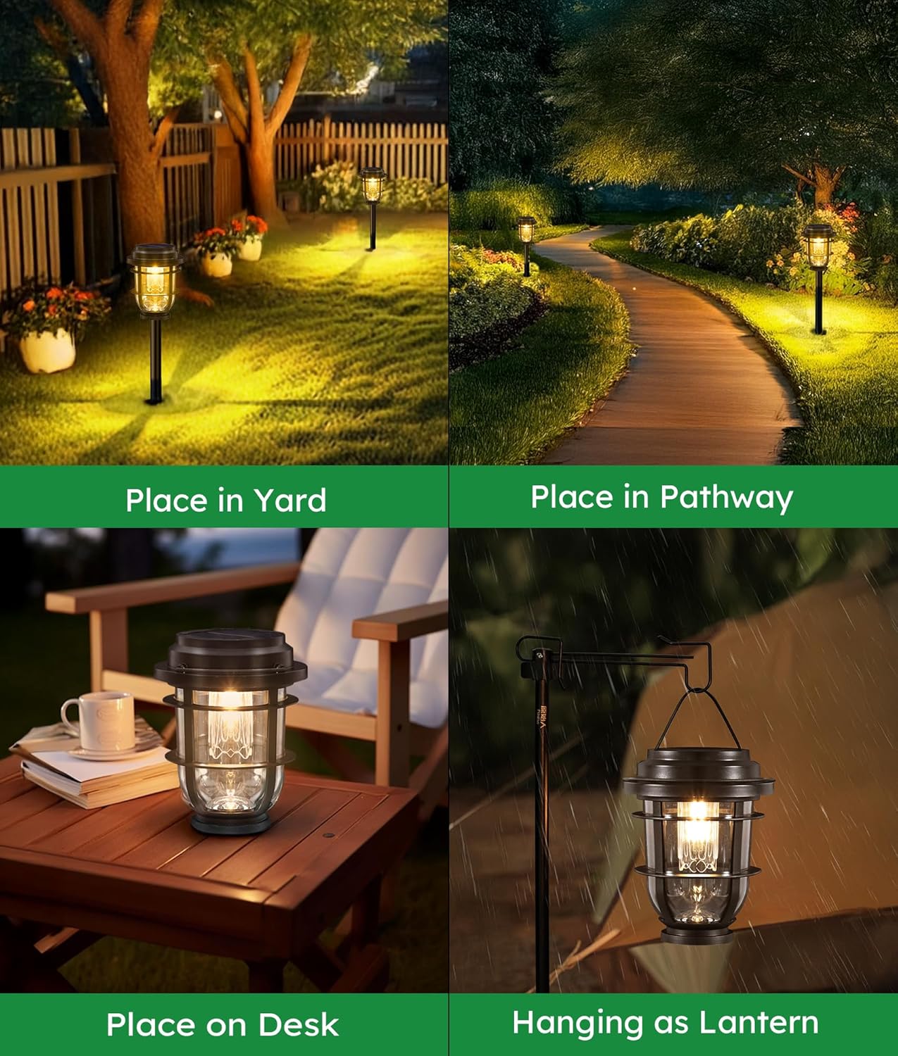 4-Pack Solar Pathway Lights, Bright Auto Garden Lights Decor - Durable Landscape Lighting for Lawn, Patio, Walkway, Driveway, Housewarming Gift Ideas