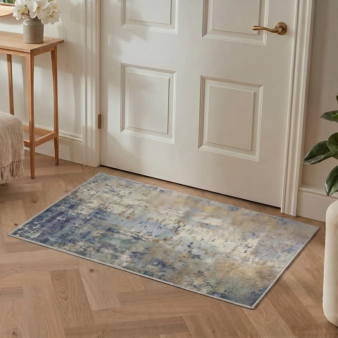 BEIMO Area Rugs 5x7 for Living Room Bedroom, Modern Abstract Machine Washable Rug, Large Soft Low Pile Floor Cover with Non Slip Backing for Dining Room, Dusty Blue