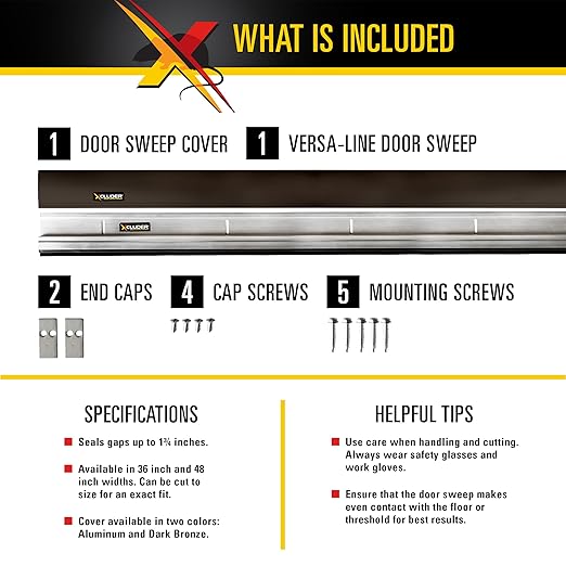 Xcluder 36 in. Versa-Line Door Sweep, Dark Bronze Cover, Seals Out Rodents and Pests, Easy to Install, Maximum Adjustability; Under-Door Seal; Rodent Proof Door Sweep