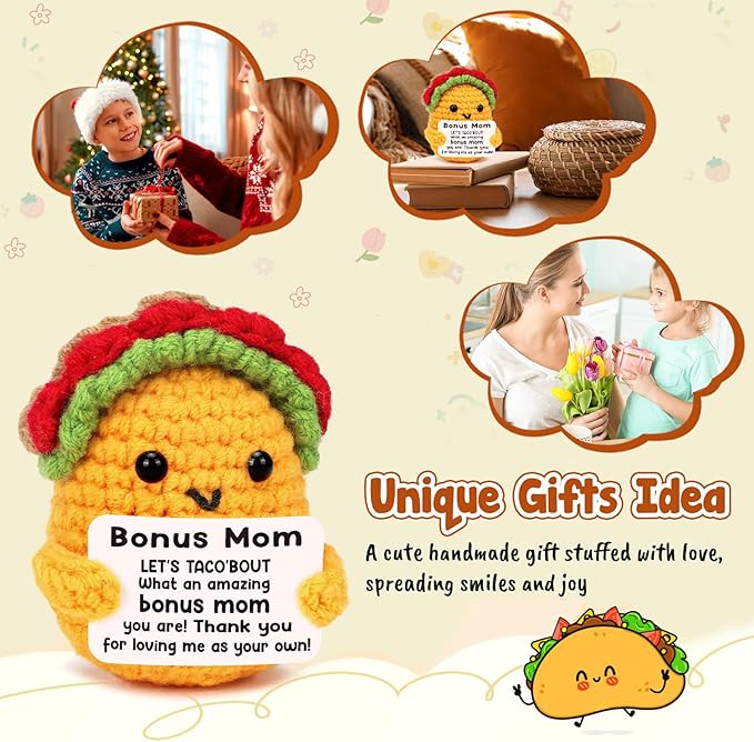 LuoHere Gifts for Stepmom Bonus Mom Mothers Day Funny Gift from Daughter Son, Mothers Day Christmas Birthday Stepmom Gifts Ideas - Handmade Crochet Cute Unique I Love Best Stepped Mom Ever Gift
