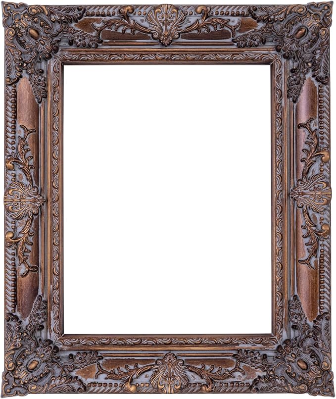 ArtXO Ornate11x14 Wooden Brown Gold Picture frames, Picture Frame for Photo Frame,Canvas Frames,Art Panels Frame,Paintings,Artwork,Corner Ornaments Gold Frames,11x14 Frame without Acrylic Glass and Backing