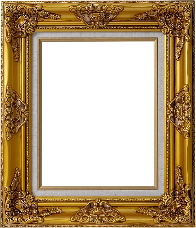 Classic 11x 14 inch Picture Frames: Ornate Gold 11x 14 Poster Frames for Canvas Photo Painting, Artwork, Wooden Antique Gallery Wall Frames without Acrylic Glass and Backing