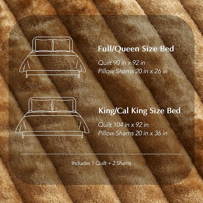 EverGrace Velvet Quilt Set King Size, Luxurious Soft Striped Channel Bedding Set, Lightweight Velvet Comforter for All Season, Oversized Bedspread Coverlet with 2 Matching Shams, Gold Yellow