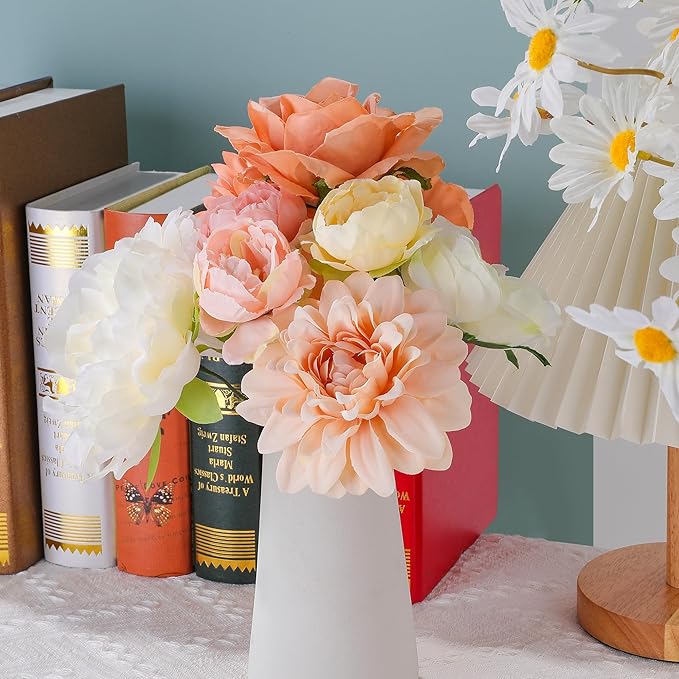 AGIRL Rose Artificial Flowers Combo Fake Flowers Rose Silk Flowers with Stems for DIY Wedding Bouquets Centerpieces Arrangements Table Decor Bridal Baby Shower Party Home Fall Decor (Champagne)