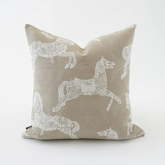 Croker Horse 18x18'' Inches Throw Pillow Cushion Cover - Horse Pattern Jacquard Craft Luxury Modern Fashion Style Couch Sofa Pillow Covers for Bedroom Living Room