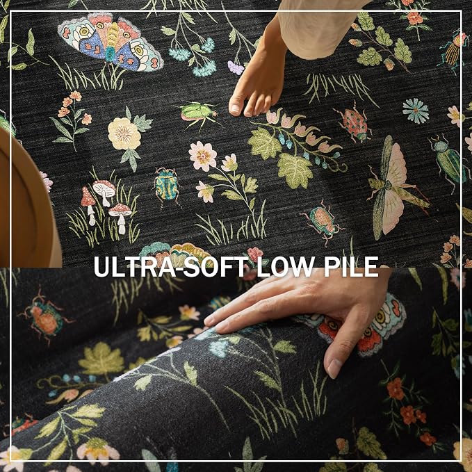 Washable Runners for Hallways Kitchen Rugs: 2'6"x8' Runner Rug Stain Resistant Non Slip Low Pile Soft Carpet Runners Rug for Bedroom Hallway Indoor Entryway Kitchen Laundry Room Farmhouse