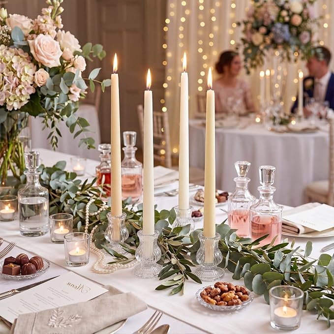 Mumufy 36 Pcs Glass Candlestick Holders Bulk 2.4 Inch Clear Candle Holders Tapered Candle Holder for Table Centerpiece Wedding Housewarming Gift Dinner Party Decor