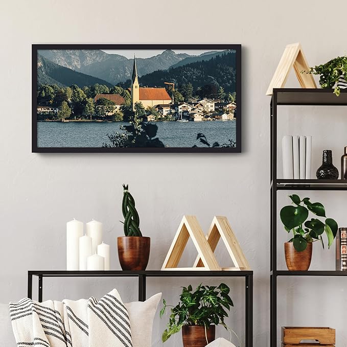 upsimples 12x24 Picture Frame, Display Pictures 10x20 with Mat or 12 x 24 Without, Wall Hanging Poster Frames, Black, 1 Pack