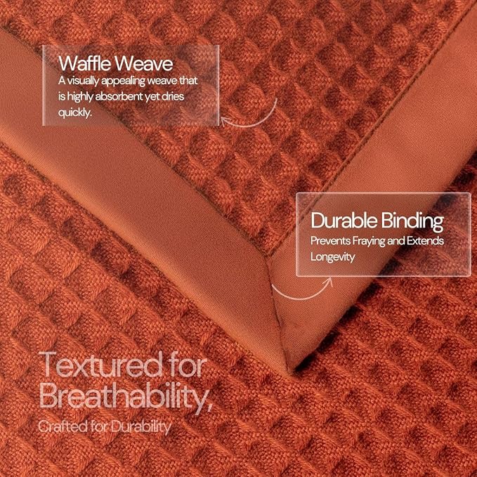 Salt Earth GOTS Certified 100% Organic Cotton Throw Blanket, 60"X80" Blankets & Throws for Bed, Throw Blanket for Couch,Modern & Cozy Blanket, All Season Waffle Blanket, Soft Blanket (Cinnamon Stick)