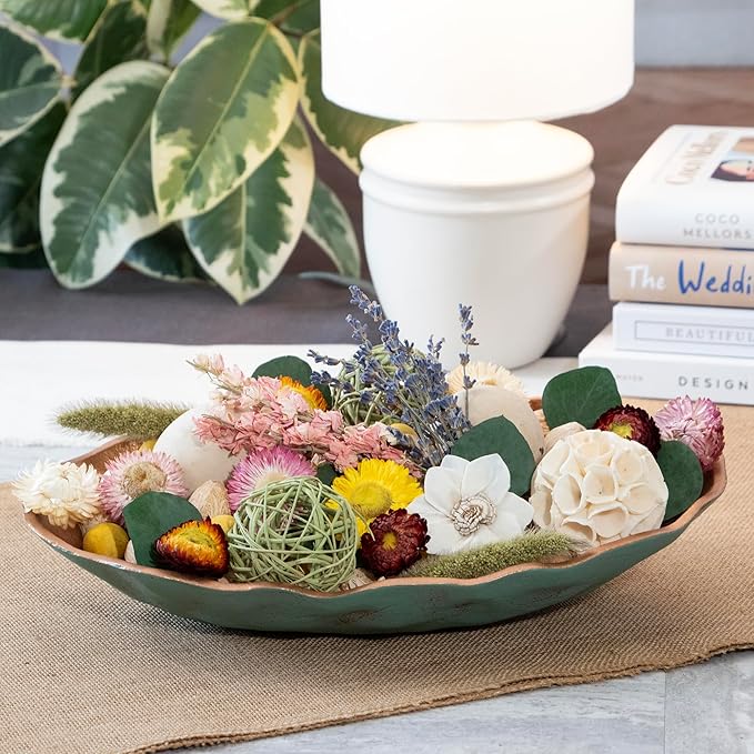 ANDALUCA Maison Box Dried Flowers Fragrance Potpourri Decorative Vase & Bowl Filler Home Décor (Floral Strawflowers)