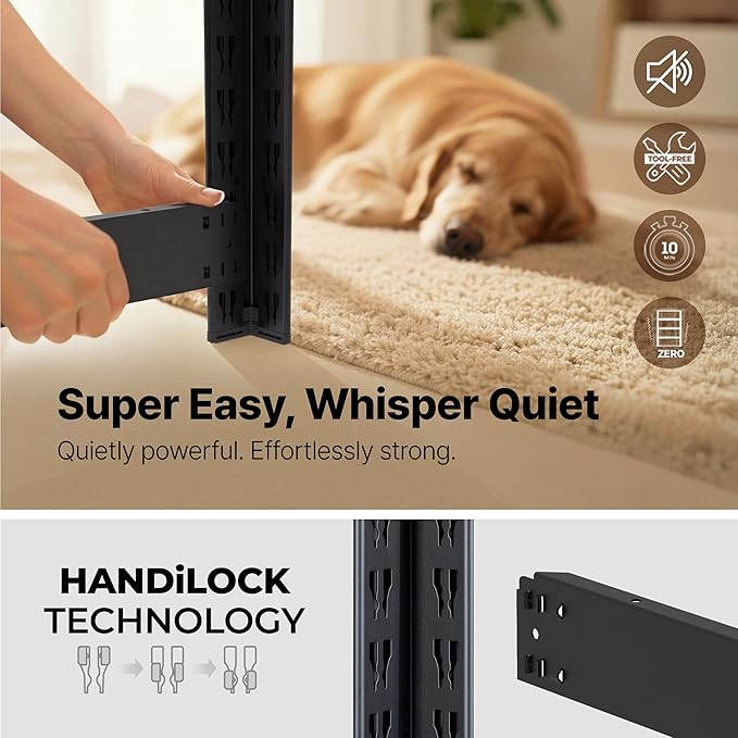 HOMEDANT House 24.4" W 5 Tier Heavy Duty Garage Shelving Adjustable Metal Rack Storage Shelves Standing Shelf Unit Organizers Pantry Closet Office Black 1Pack