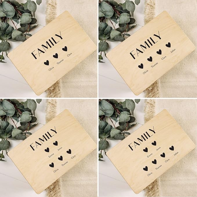 Creative Deco Personalized Wooden Storage Box Family Memory Box | 11.8x7.87x5.51in (+-0.5) | Multiple Choice | Hinged Lid Handles Engraving | Gift Box | Rough UNSANDED Keepsake Souvenir Chest
