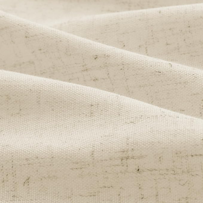 Guken Beige Pinch Pleated Linen Curtains 102 Inches Long 2 Panels for Living Room Bedroom Country Boho Farmhouse Back Tab Privacy Light Filtering Semi Sheer Pleated Drapes with Hooks Rings 40x102