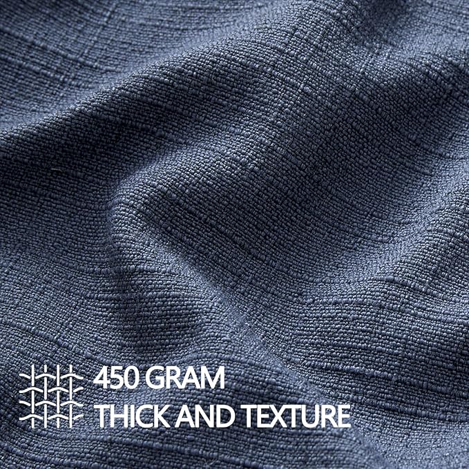 MIULEE Pack of 2 Thick Textured Couch Throw Pillow Covers, Navy Blue Decorative Pillow Covers 18x18, Neutral Linen Cushion Cases for Sofa Bed Living Room Modern Farmhouse Home Decor, No Filling