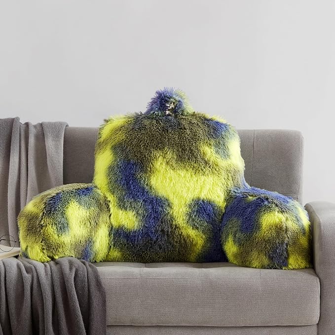 Reading Pillow for Bed Adult - Faux Fur Backrest Pillow with Arms, Ergonomic Back Rest Pillow for Sitting Up in Bed, Fluffy Sit Up Pillow, Brilliant Gaming Pillow for Bed, Boyfriend Pillow