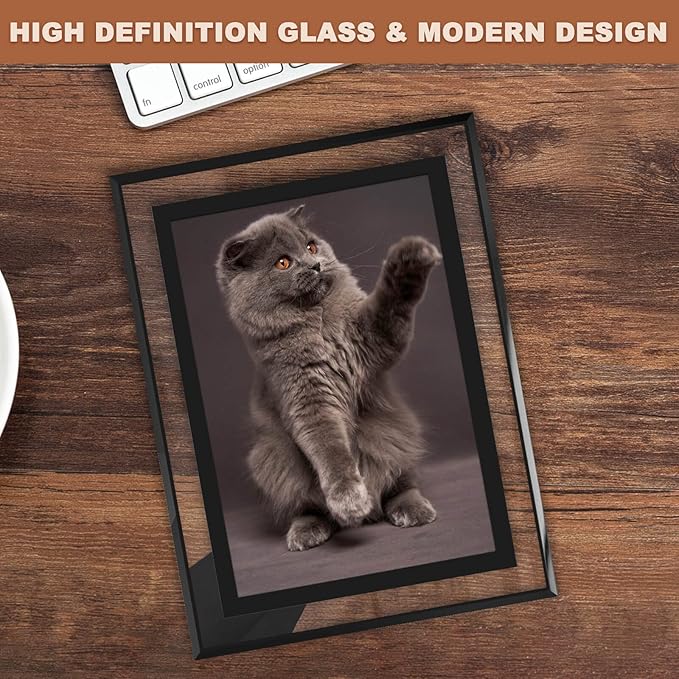 IZIDDO 4x6 Picture Frames Set of 2, Black Glass Photo Frame, Only for Tabletop Display, Gift Picture Frame, Horizontally or Vertically (4x6, Black)