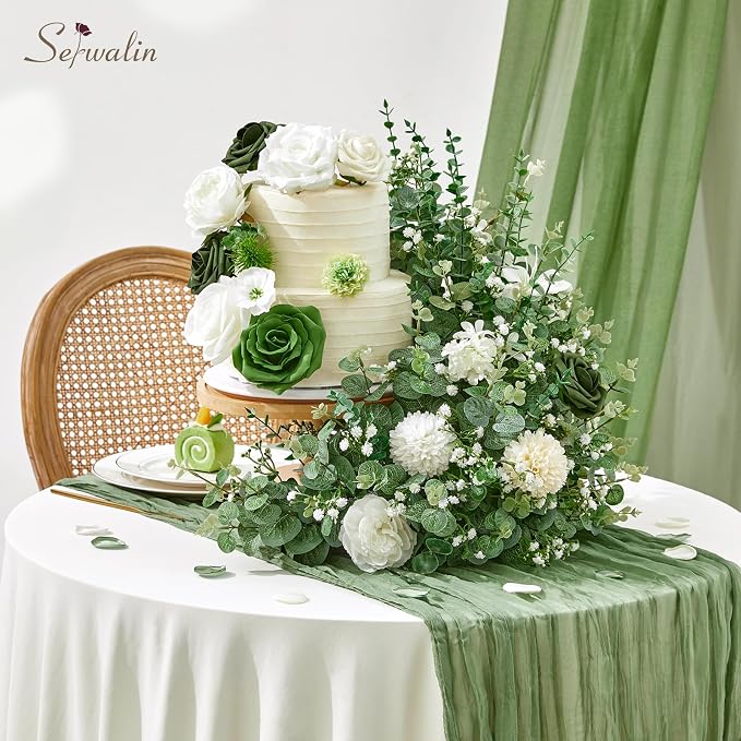 Serwalin 50Pcs Mixed Eucalyptus Greenery Stems 3 Kinds,Baby Breath Flowers Artificial Bulk with Faux Eucalyptus Stems Fake Greenery for DIY Bouquets Wedding Floral Arrangement Home Decor