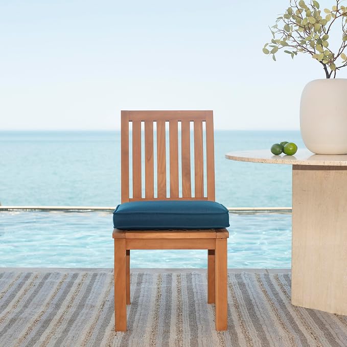 Arden 19 x 19 Luxury Foam Outdoor Double Welted Dining Seat Cushion, Made with PROFOAM, Performance Fabric, Rain-Proof, Fade Resistant, Classic Navy Woven Solid
