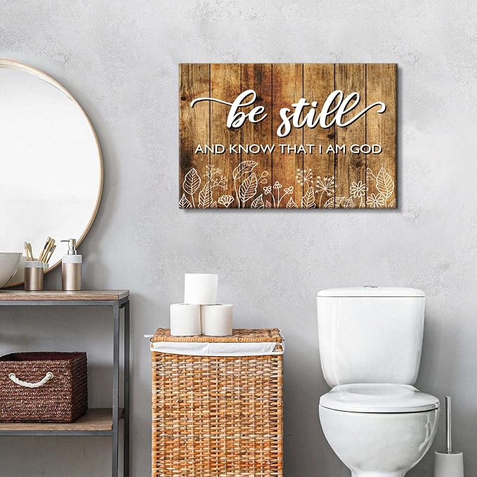 Christian Signs Wall Art Bible Verse Psalm 46:10 - Be Still and Know That I Am God Picture Wall Decor Farmhouse Religious Prints Canvas Artwork Christian Painting Office Modern Home Decorations 20x30"