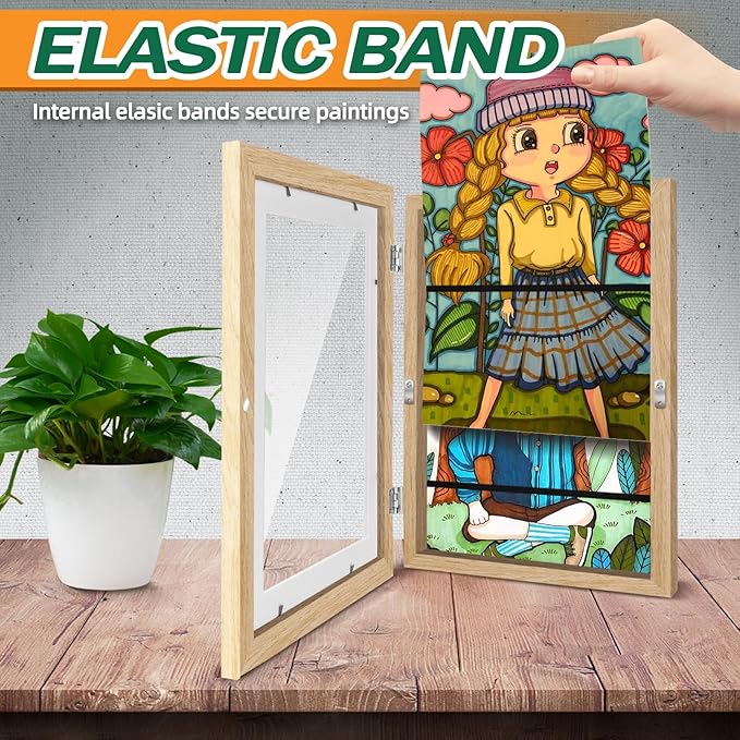 1 Pack Kids Art Frames 8.5x11 Inch Kids Artwork Flip Frame Changeable for Picture Display, Children School Drawing Projects Storage, Horizontally Vertically Wall Hanging, Front Opening, Wood