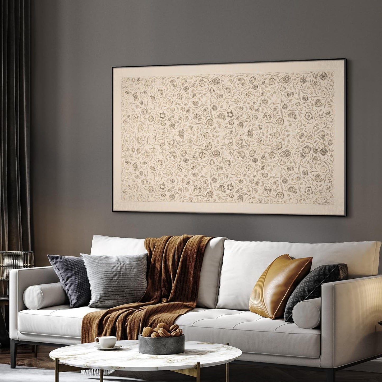 SIGNWIN 30"x60" Extra Large Framed Wall Art Vintage Botanical Sketch with Detailed Floral Pattern, Classic Nature Illustration for Home Living Room Bedroom Decor (Frame Assembly Required)