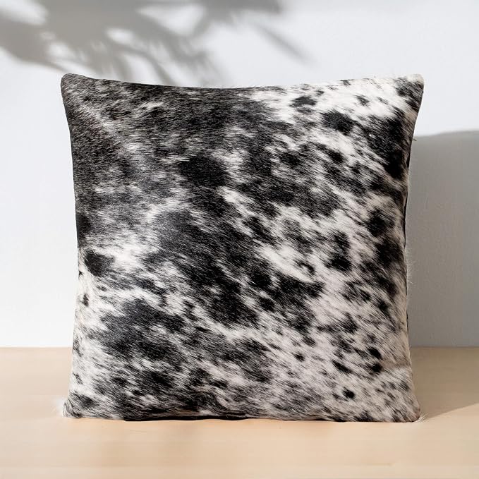 ecowhides 100% Genuine Brazilian Cowhide Pillow Cover – Luxury Leather Decorative Cushion for Rustic & Western Home Décor