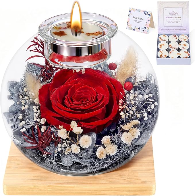Mothers Day Rose Gifts for Mom Birthday Gift for Women Preserved Rose in Glass with 2 Fragrances Eternal Purple Roses Forever Flowers for Delivery Mothers Day Flower Gifts for Mom Grandma Wife Sister