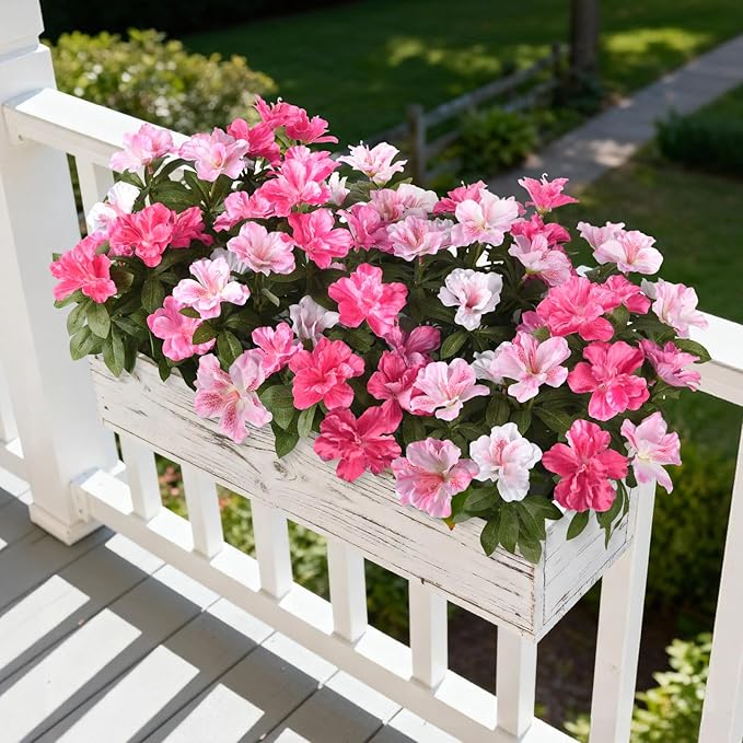 Hommyea Artificial Fake Flowers for Outdoor, 8 Bundles Faux Plants Silk Flowers Spring Decoration UV Resistant No Fade Plastic Flowers for Outside Planters Home Porch Patio Yard Garden Decor