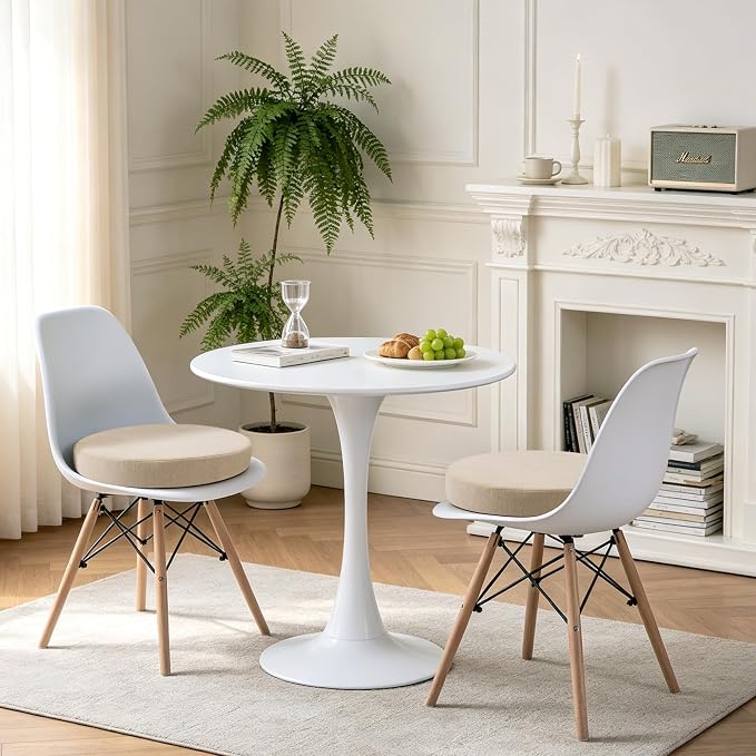 Tromlycs Round Chair Seat Cushions for Circle Bistro Stool Chairs Pads Pillow Large Indoor Circular Non Slip Foam Cushion 18 inch Beige Set of 2