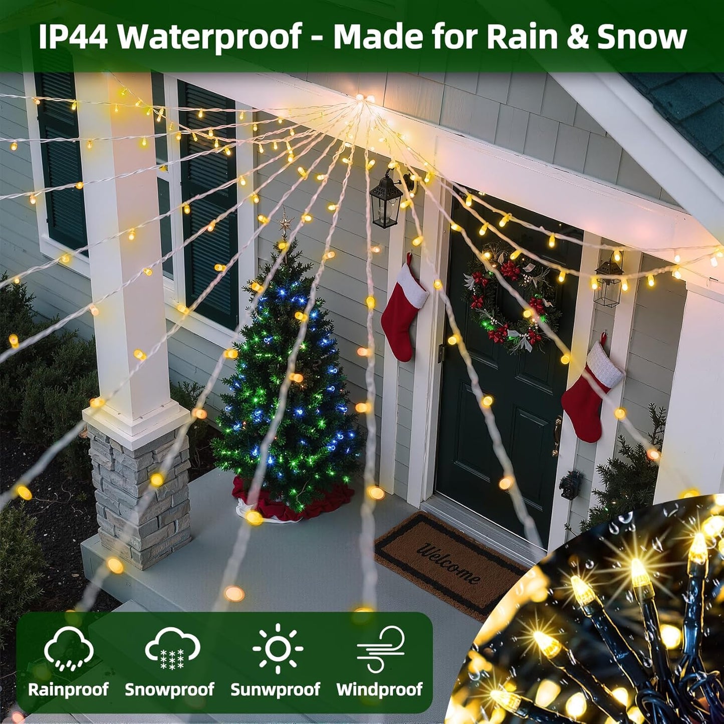 1500 LED 470FT Christmas Lights Outdoor,12 Lighting Modes Christmas String Lights with Timer, Dimmable Warm White LED StringLights Waterproof for Yard Tree Wedding Party Holiday Warm White
