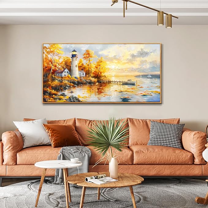 XIGUANGART Beach Wall Art Prints: Modern Large Nautical Coastal Landscape Canvas Bedroom Blue Ocean Picture Relaxing Living Room Sea Scene Painting Horizontal Summer Seascape Artwork Decor 40"L x 20"W
