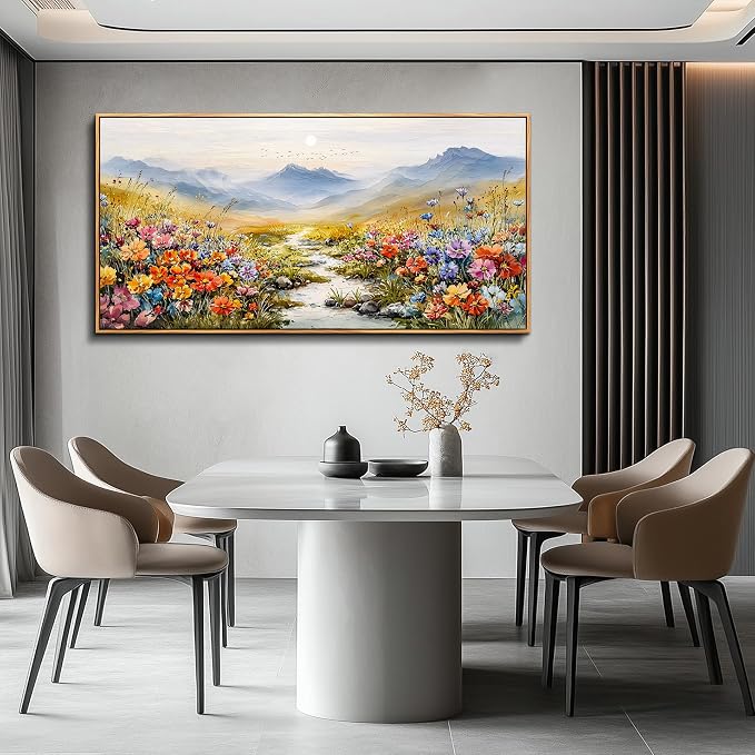XIGUANGART Large Framed Wall Art for Living Room Canvas Prints, Farmhouse Nature Floral Botanical Wall Decor, Colorful Flower Market Modern Home Decor Oil Paintings Bathroom Decor Aesthetic 30"X60"