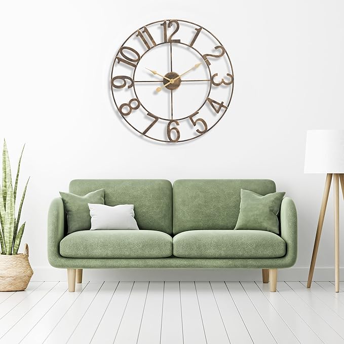 Sorbus Large Wall Clock for Living Room Decor - Wall Clock for Kitchen - 32 inch Big Wall Clock Decorative - Metal Wall Art - Analog Large Clock for Bedroom, Home, Kitchen, Office, Wall Decor (Bronze)
