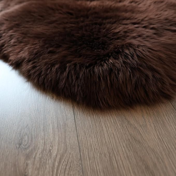 Sheepskin Rug, Fluffy Shaggy Area Rug, Super Soft 24‘’ x 72‘’ Sheepskin Hair Rug, Plush Rug, Decorative Rugs for Bedroom, Children's Room, Living Room (Brown, 24" x 72")