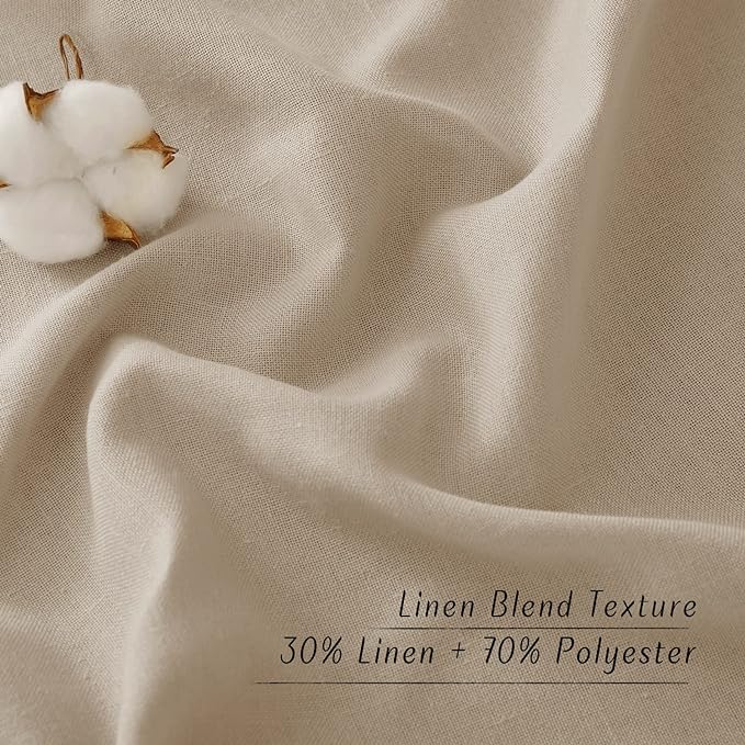 NICETOWN Rustic Linen 132 inch Long Curtains for Living Room, Grommet Privacy Added Thick Linen Weave with Light Filter Window Curtains & Drapes for Bedroom, Taupe, W55 x L132, 2 Panels