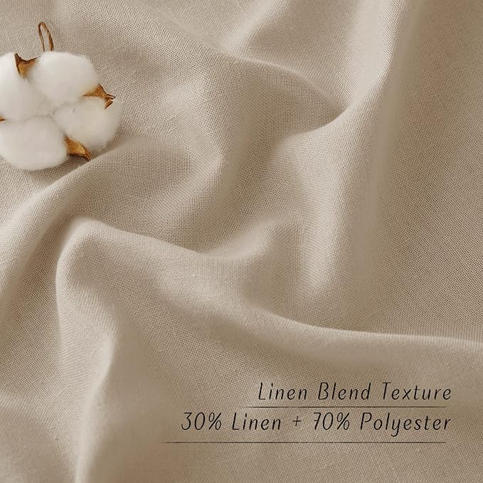 NICETOWN Linen Flax Semi Sheer Curtains 92" Length, Grommet Window Treatments Privacy Added with Light Penetration Vertical Drapes for Loft/Home Office, Taupe, W55 x L92, 2 Panels