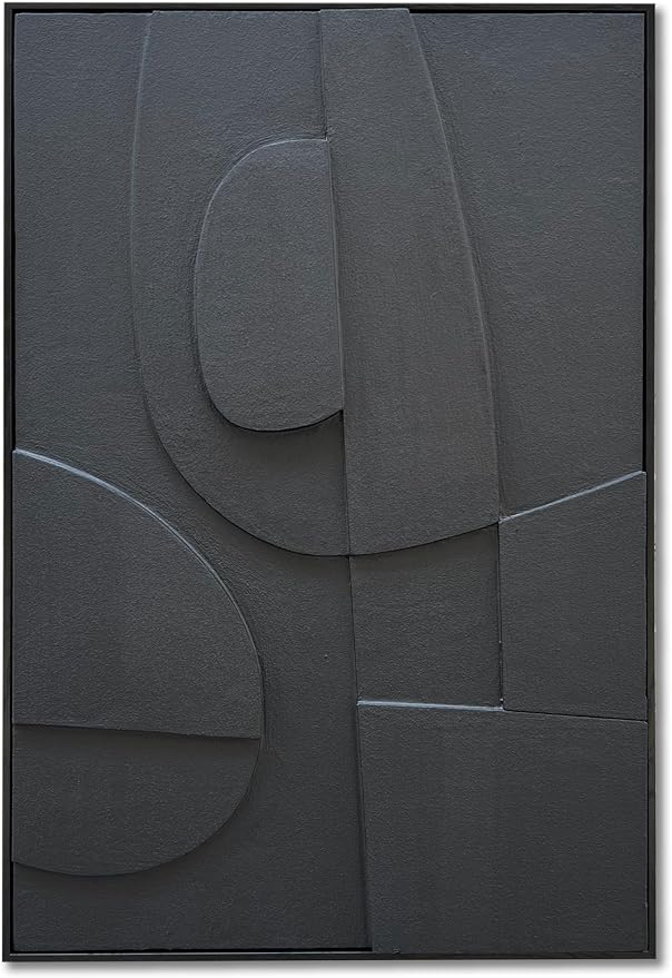 NANKAI Art Hand-Painted Three-Dimensional Black Texture Art Modern Minimalist Decorative Oil Painting for Home, Office, Corridor and Wall Decoration 36x24 Inches (with Solid Wood Exterior Frame)