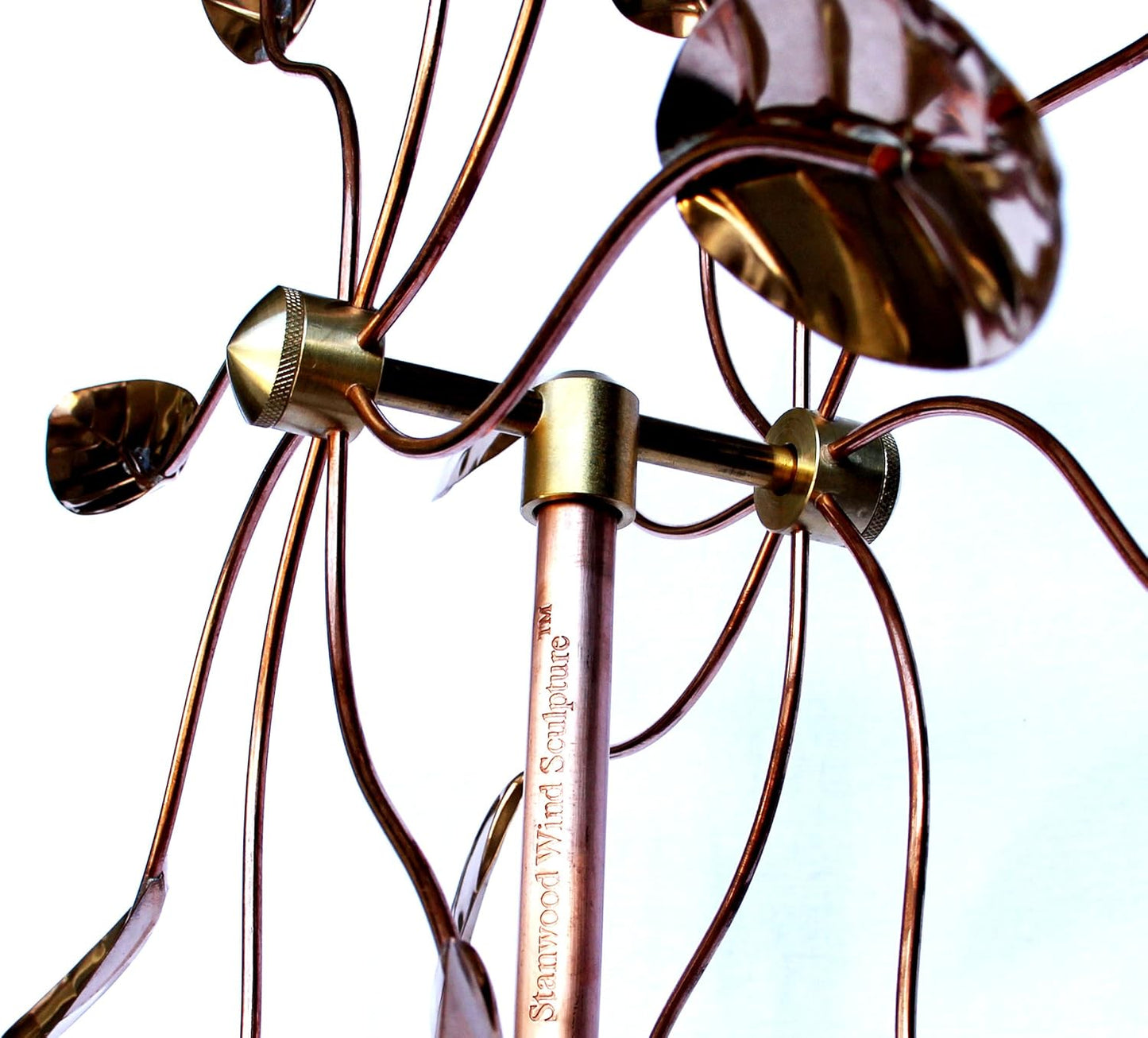Stanwood Wind Sculpture Kinetic Copper Wind Sculpture, Dual Spinner Spinning Ficus Leaves