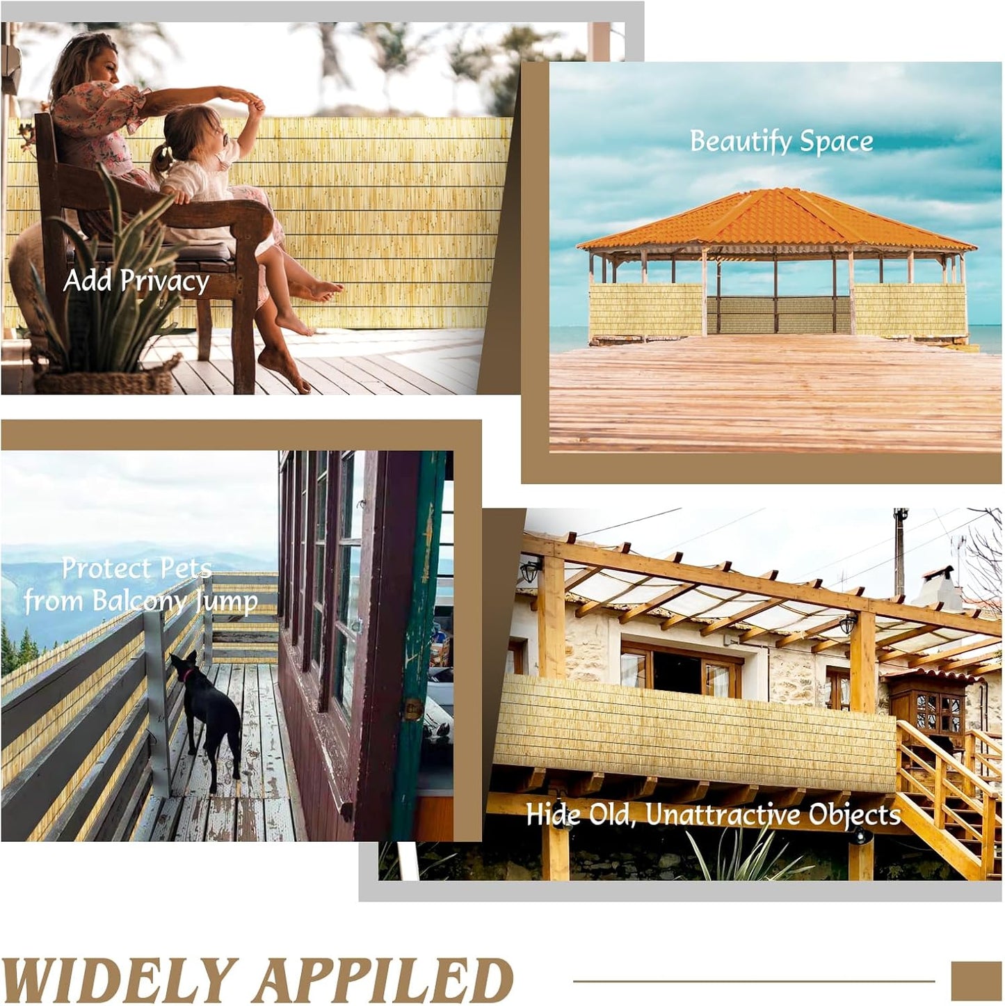 Natural Reed Fencing Rolls,5.5FT X 16.4FT Reed Screen Curtain Fence Covering Privacy Bamboo for Outdoor Backyard Patio（Yellow）