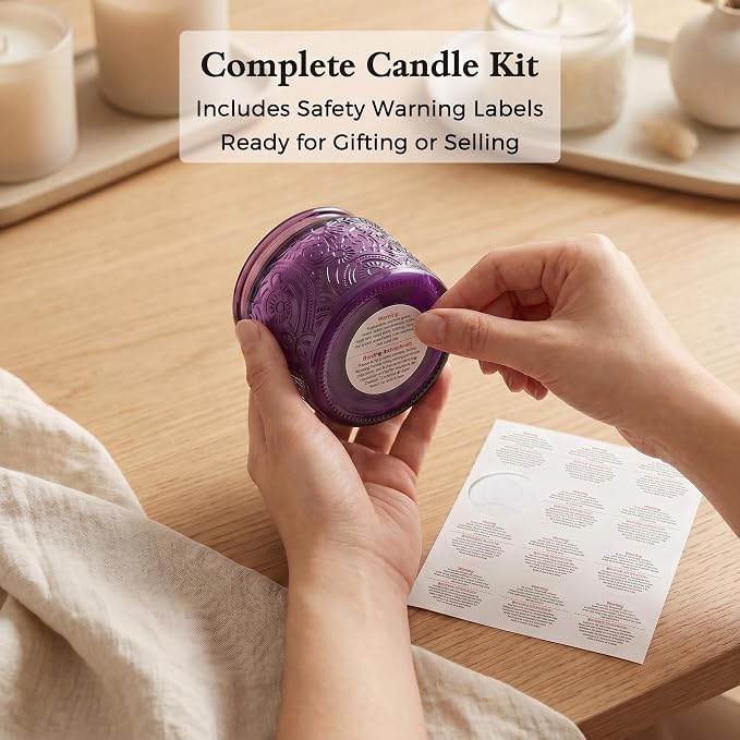 4 oz Multi-color Sun Moon Stars Candle Jars with Bamboo Lids, 18 Pack | Patented Embossed Design, Includes Wick Centering Devices & Warning Labels, Multiple Color Options