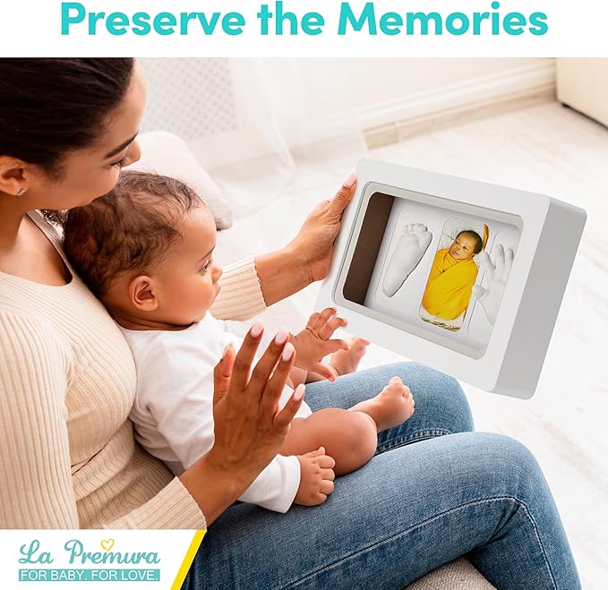 La Premura Baby Keepsake Hand Casting Kit with Shadow Box Frame - Plaster Hand Mold Baby Casting Kit for Infant Hand & Foot Molding, Perfect First Birthday, Christmas & Newborn Gifts