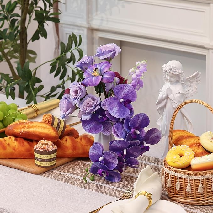 CEWOR Artificial Flowers Fake Flowers for Vase Silk Faux Flowers for Wedding Bouquets Flower Arrangements Floral Table Centerpieces Home Kitchen Garden Party Décor (Purple)