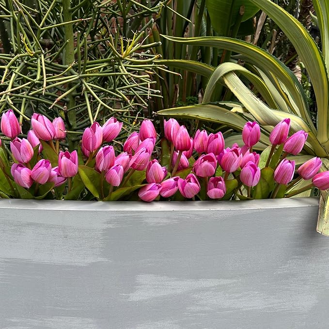 Artificial Fake Flowers Tulip for Outdoor Decoration,UV Resistant Faux Plastic Fabric Greenery Shrubs Plants Fake Flowers Hanging Planter Kitchen Home Garden Wedding Decor (Light Purple)