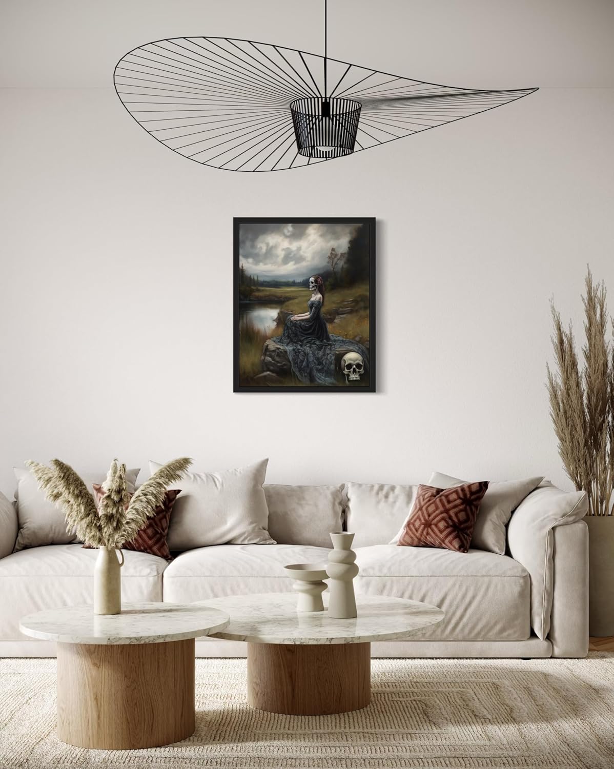 Widow Ghost Poster Art Print, Halloween Scary Vintage Wall Art Academia Spooky Painting Decoration for Horror Prints, Gothic Posters Bedroom Decor 89 (Widow Ghost, 8 x 10 inches, Black Frame)