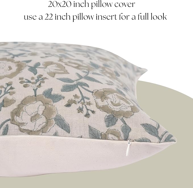 Linen Throw Pillow Covers 20x20 inch sage Green Spring Decorative Pillow Covers for Living Room, Bedroom
