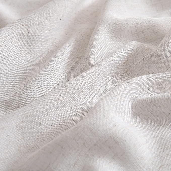 MIULEE White Linen Curtains 84 Inch Length 2 Panels for Bedroom Living Room, Soft Thick Linen Textured Natural Window Drapes Semi Sheer Light Filtering Back Tab Rod Pocket Burlap Look Decor