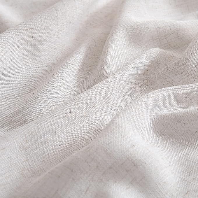 MIULEE White Linen Curtains 72 Inch Length 2 Panels for Bedroom Living Room, Soft Thick Linen Textured Natural Window Drapes Semi Sheer Light Filtering Back Tab Rod Pocket Burlap Look Decor, W37xL72