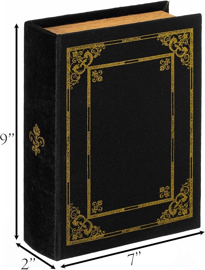 Decorative Vintage Book Shaped Trinket Storage Box - Black