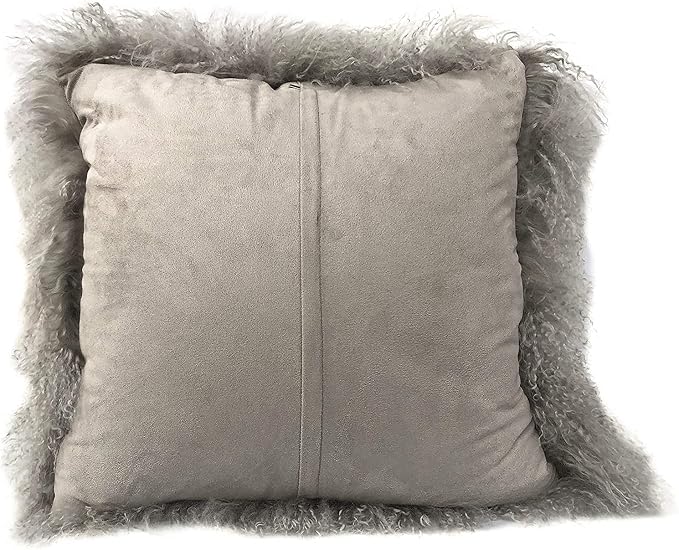 100% Real Mongolian Lamb Fur Cushion Cover/Pillowcase (Light Gray, 20x20inch) 1